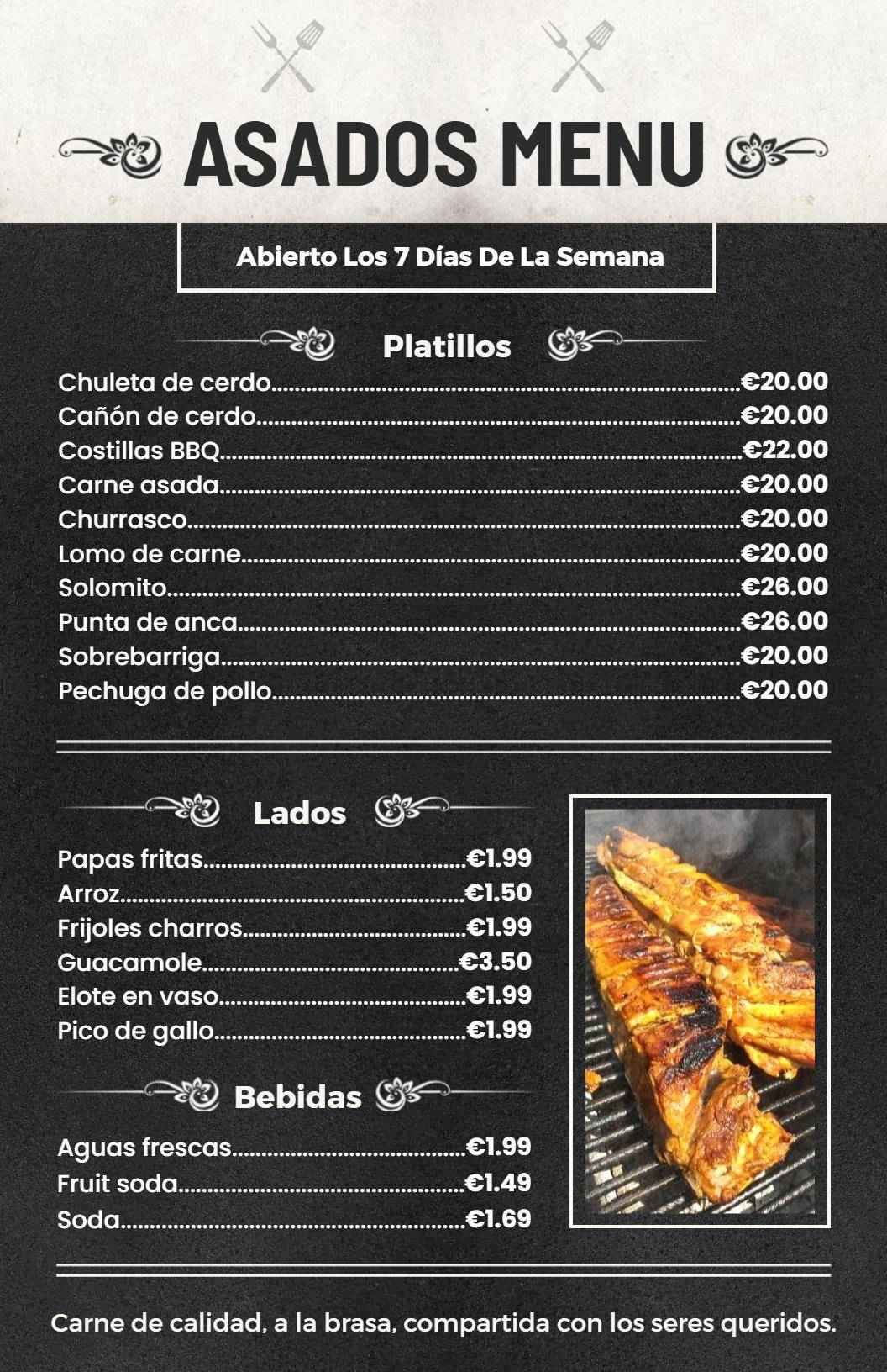 Smoky Grilled Meats and Sides for BBQ Lovers BBQ Menu Template
