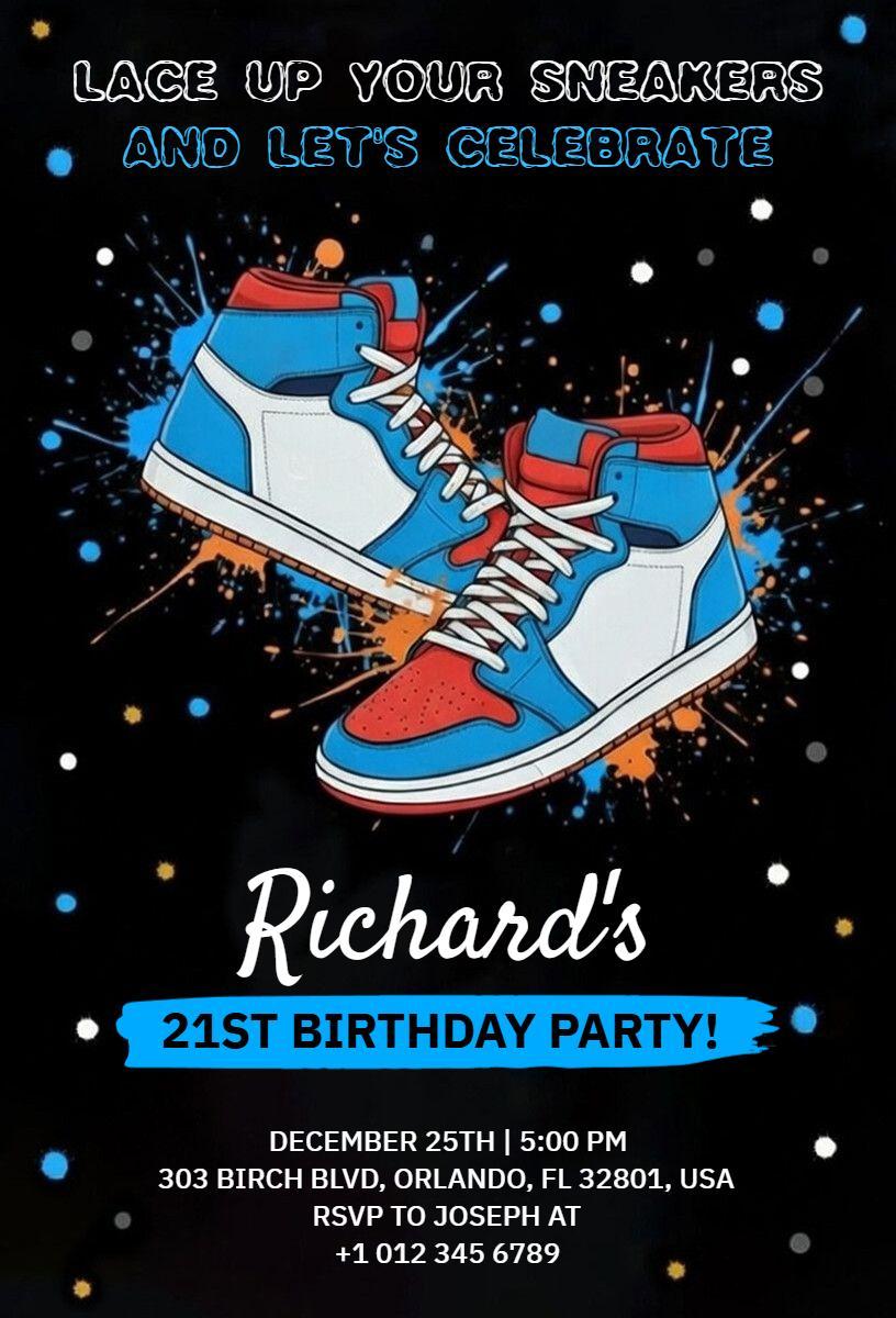 Sneaker Themed 21st Birthday Celebration Invitation Template