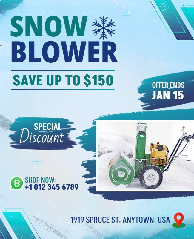 Snow Blower Winter Sale Discount Flyer Template