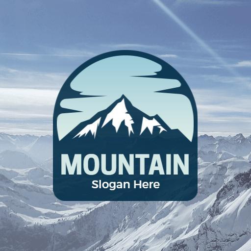 Snow-Capped Mountain Peaks with Adventure Theme Logo Template