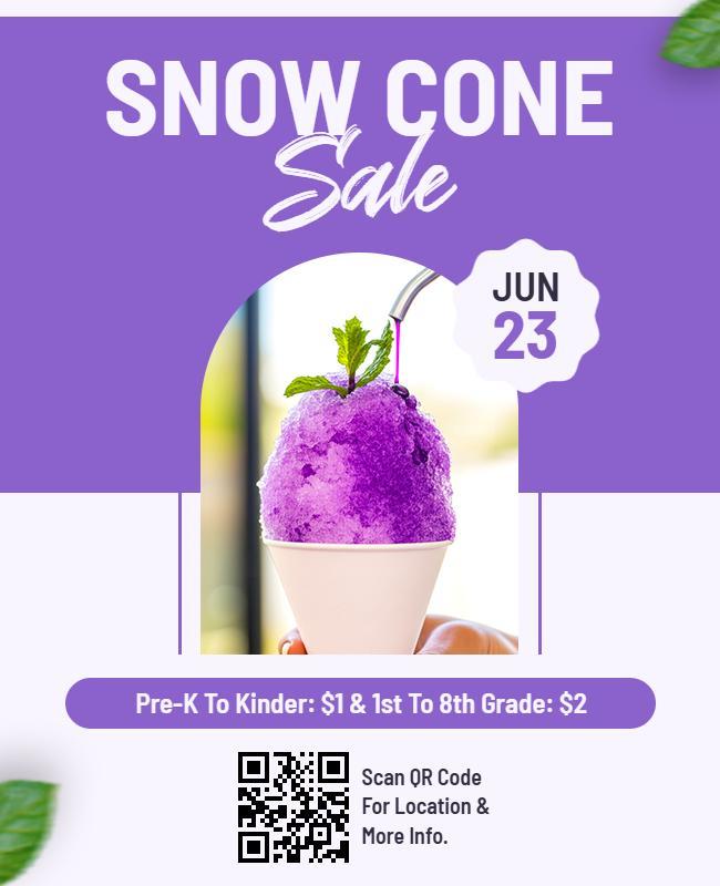 Snow Cone Sale with QR Code Flyer Template