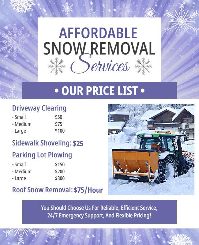 Snow Removal Price Details Flyer Template