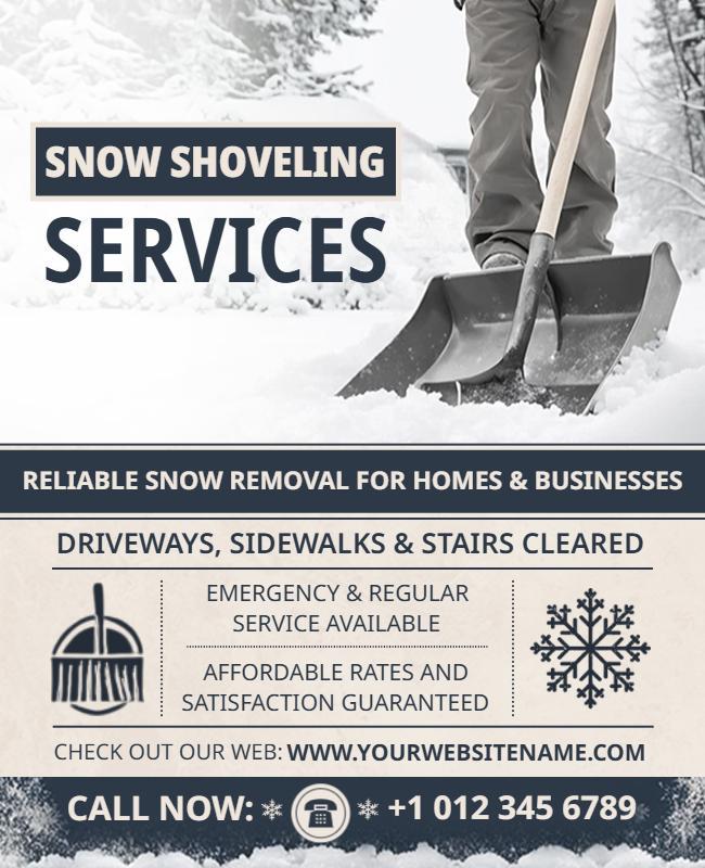 Snow Shoveling Services Flyer for Homes and Businesses Template