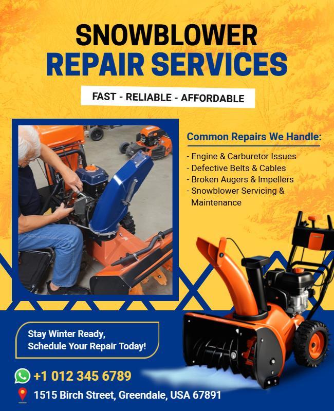 Snowblower Repair Services Advertising Flyer Template