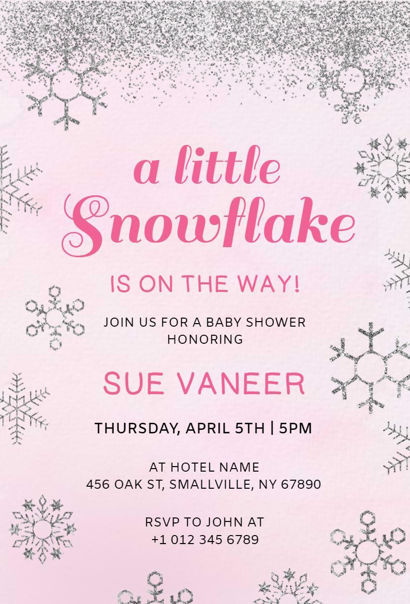 Snowflake Winter Baby Shower Celebration Invitation Template