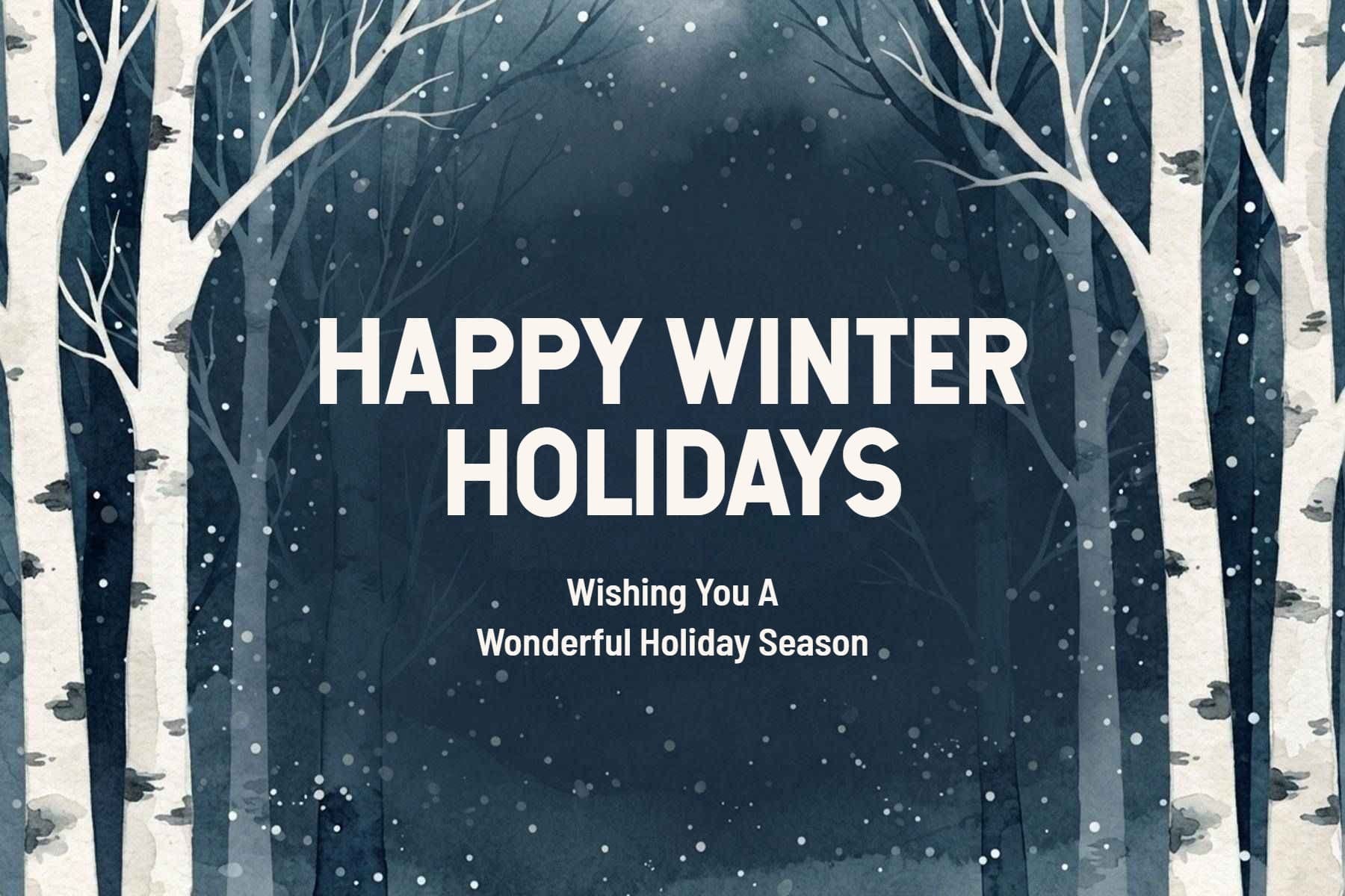 Snowy Winter Holiday Greeting Postcard Template
