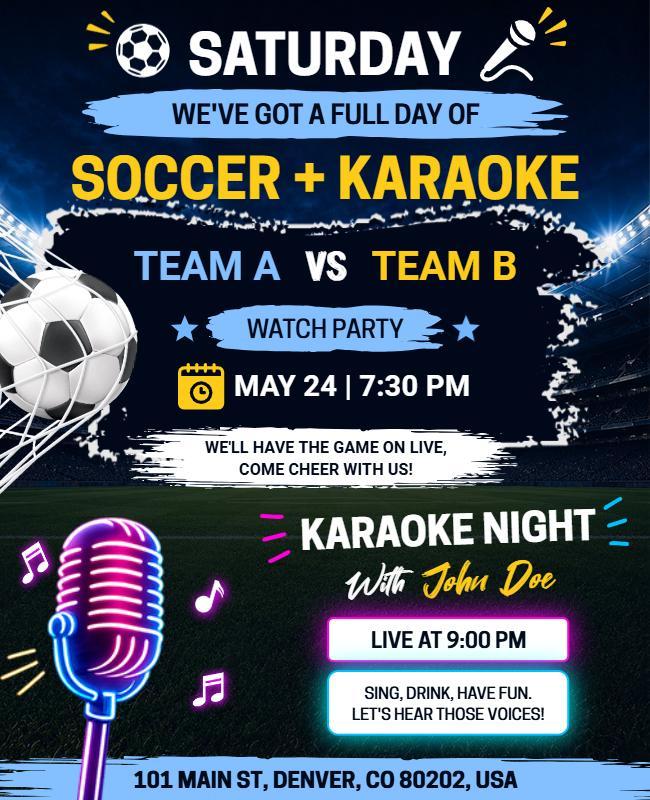 Soccer and Karaoke Night Event Flyer Template