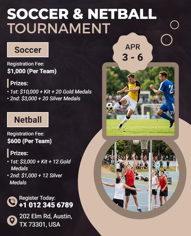 Soccer and Netball Tournament Event Flyer Template