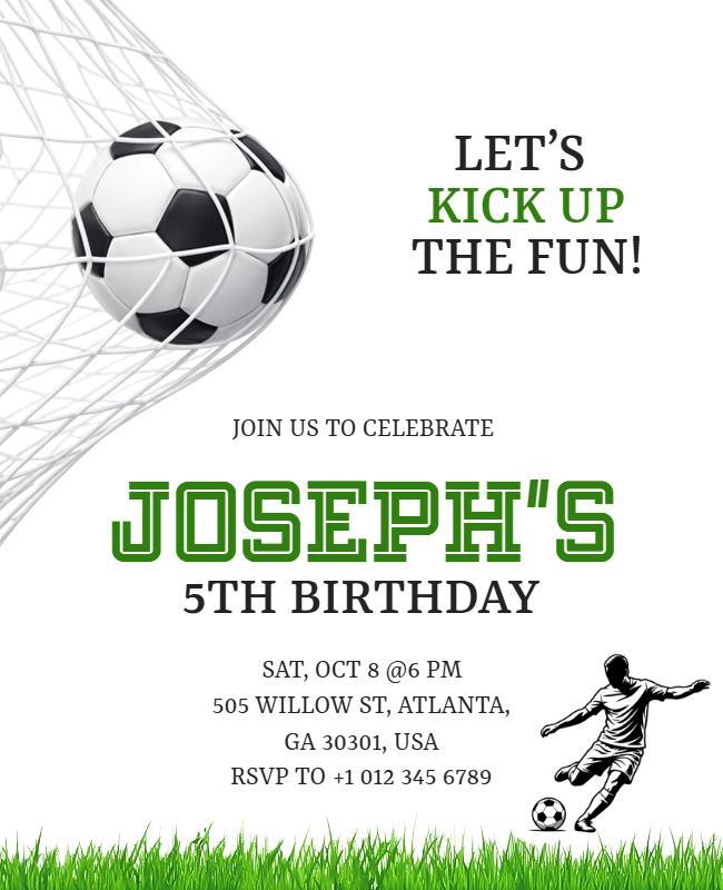 Soccer Birthday Celebration Invite Poster Template