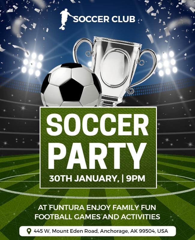 Soccer Club Family Fun Party Flyer Template