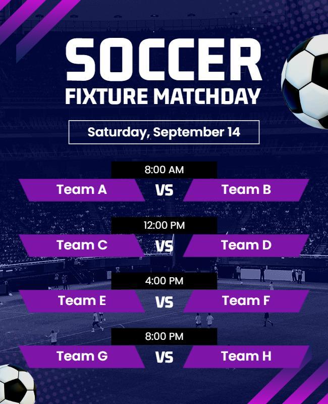 Soccer Fixture Matchday Schedule Flyer Template