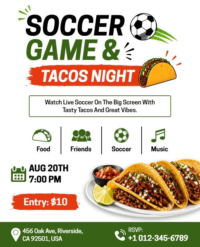 Soccer Game and Tacos Night Flyer Template