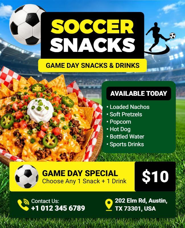 Soccer Game Day Snack Specials Flyer Template