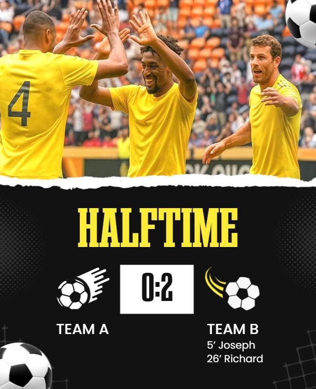 Soccer Match Halftime Score Update Flyer Template