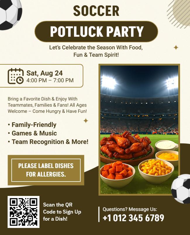 Soccer Potluck Party Celebration Flyer Template