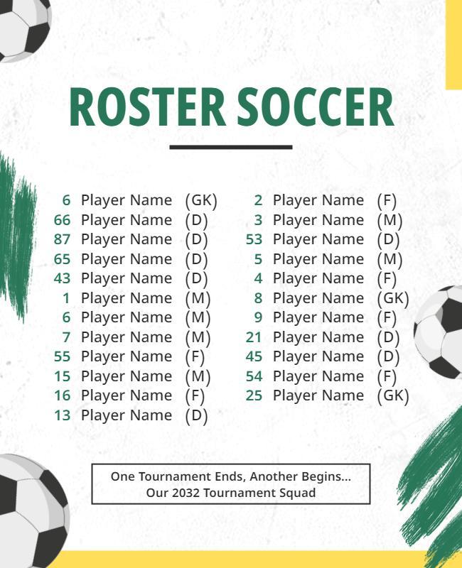 Soccer Team Roster Announcement Flyer Template