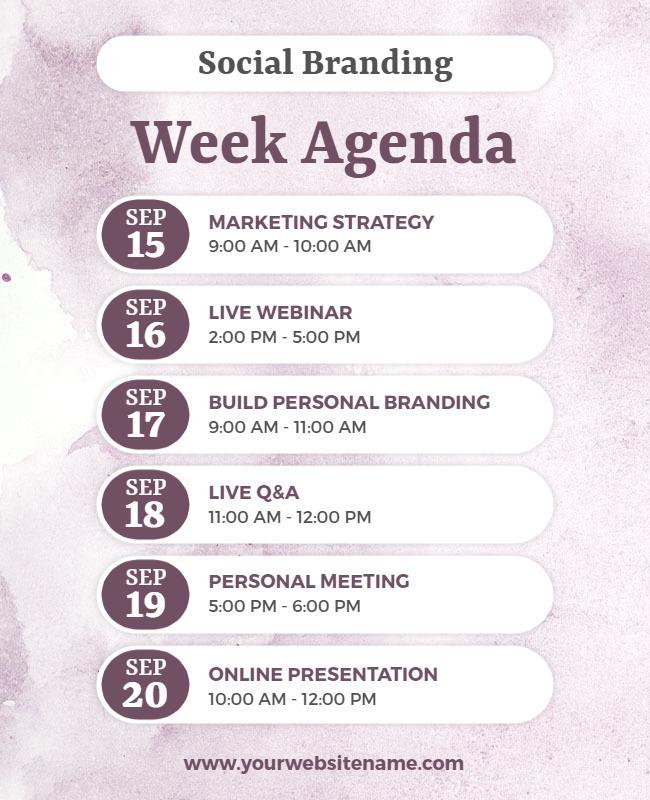 Social Branding Week Agenda Flyer Template