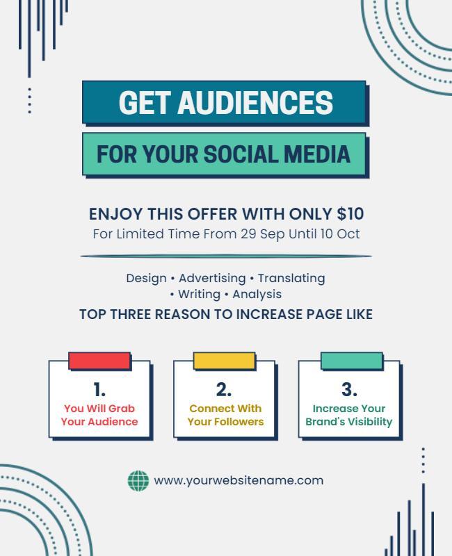 Modern Teal Social Media Engagement Offer Flyer Template