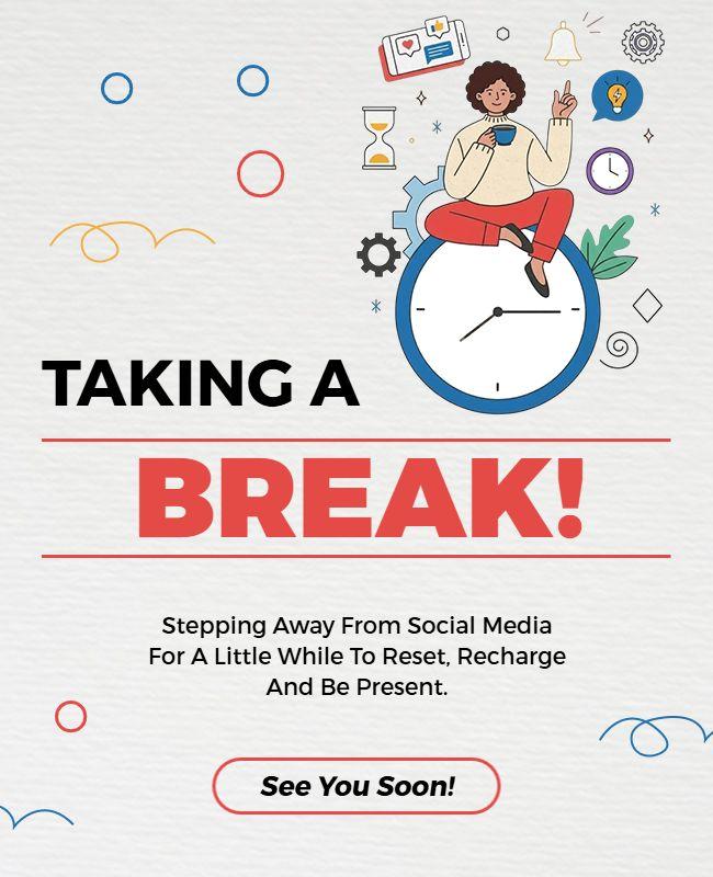 Social Media Break Announcement Flyer Template