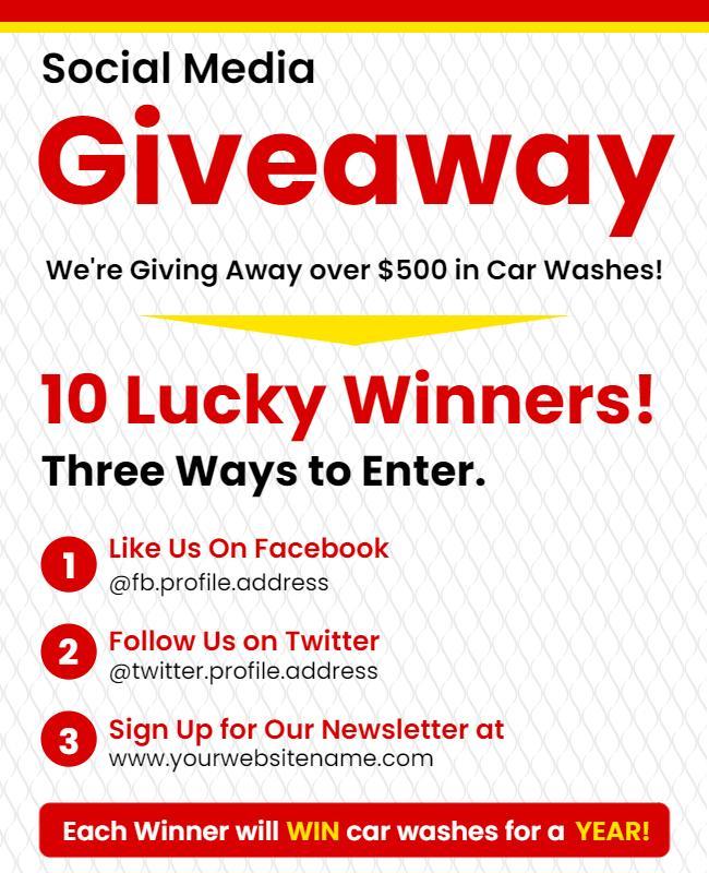 Social Media Car Wash Giveaway Flyer Template