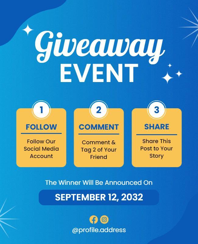 Vibrant Blue Giveaway Event Social Media Flyer Template