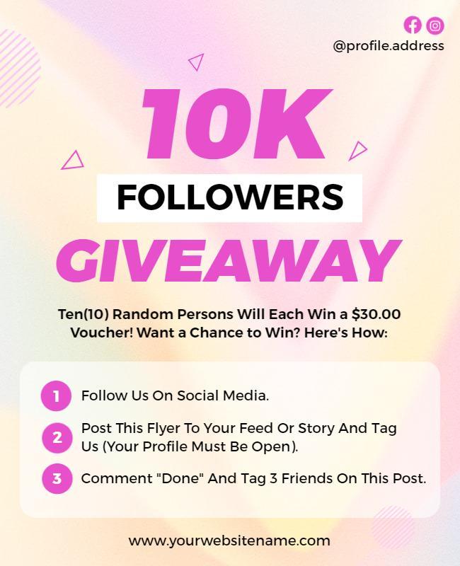 Colorful Gradient 10K Followers Giveaway Flyer Template