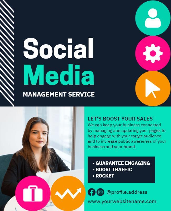 Social Media Management Service Promotion Flyer Template