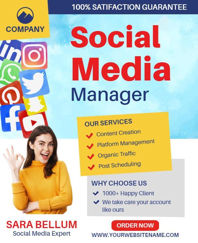 Bold Social Media Manager Marketing Service Flyer Template