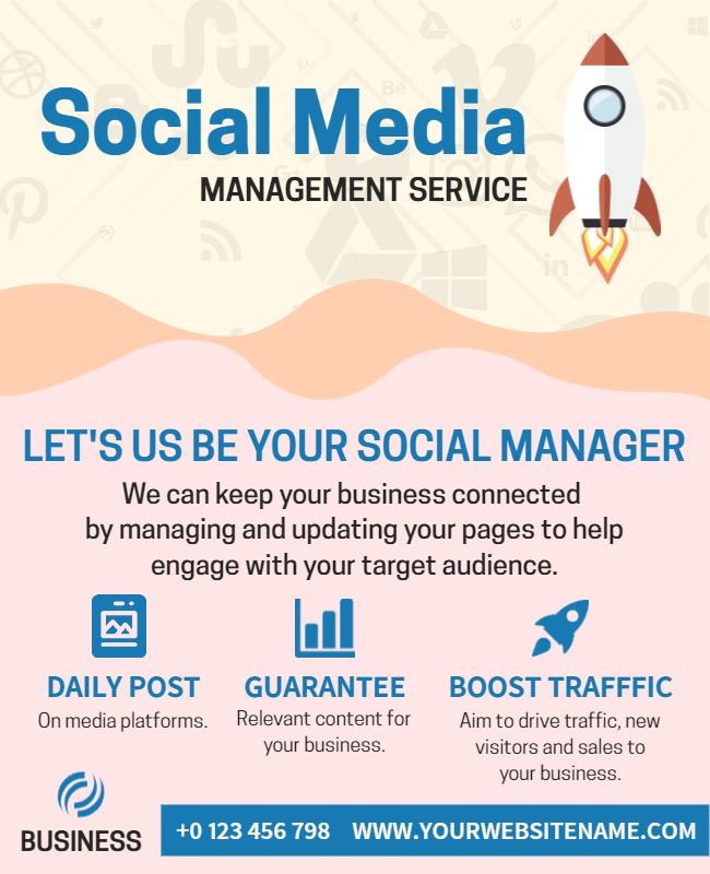 Modern Blue Social Media Management Service Flyer Template