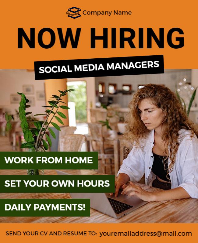 Social Media Manager Hiring Flyer Template