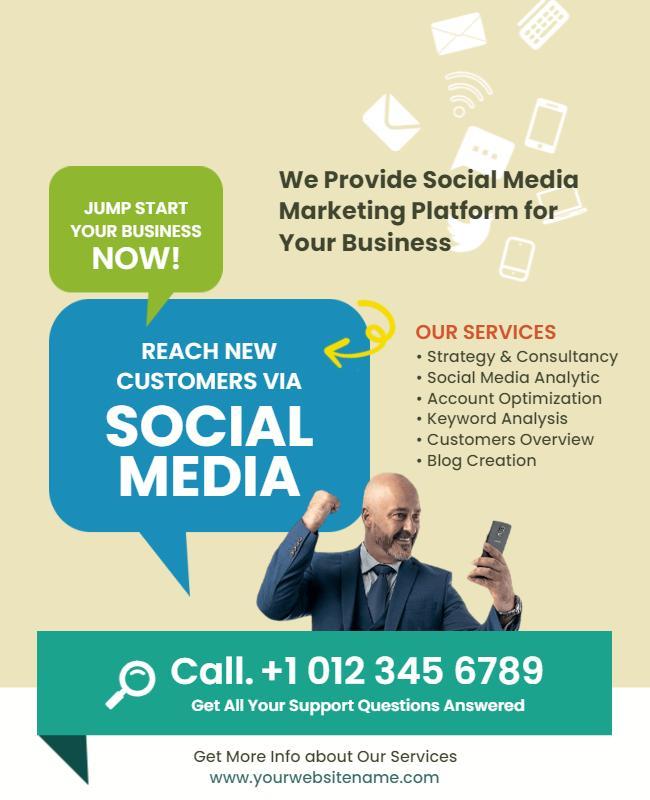 Modern Green Social Media Marketing Services Flyer Template