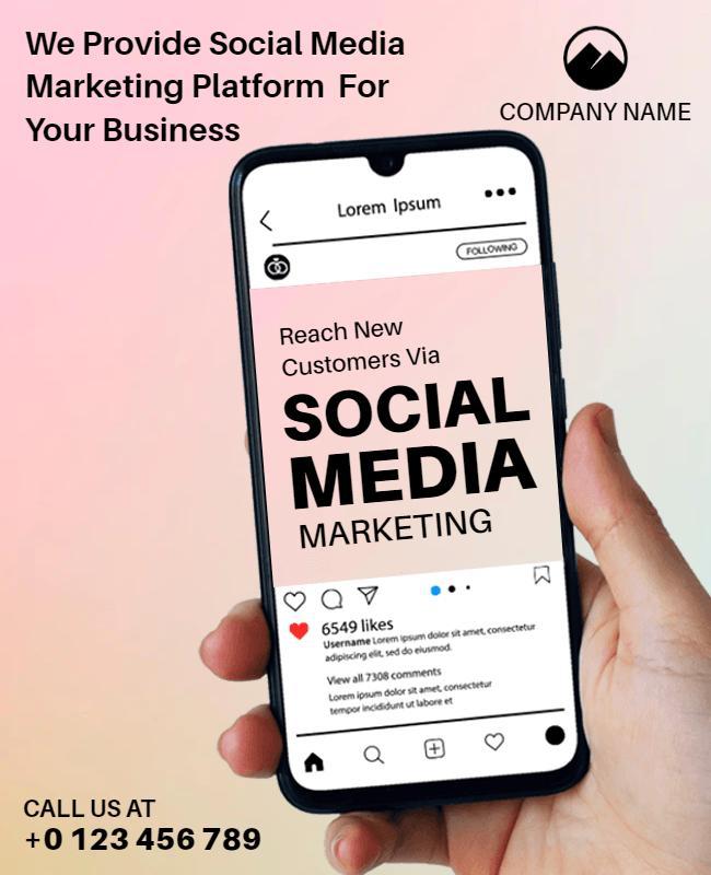 Modern Pink Social Media Marketing Business Flyer Template