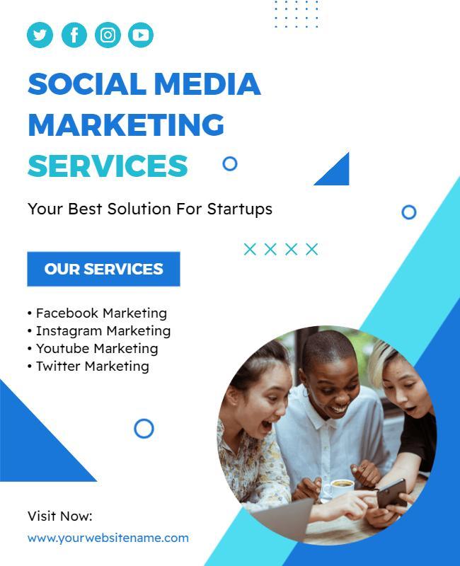 Modern Blue Social Media Marketing Services Flyer Template