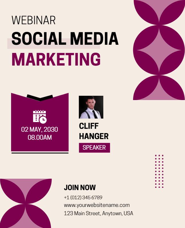 Stylish Purple Geometric Social Media Marketing Webinar Flyer Template