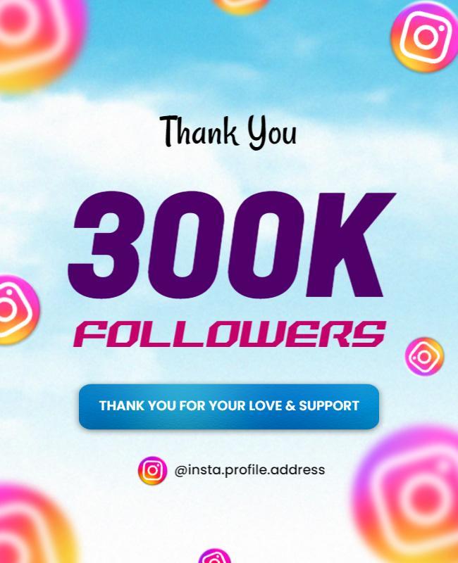 Vibrant Instagram Thank You for 300K Followers Flyer Template