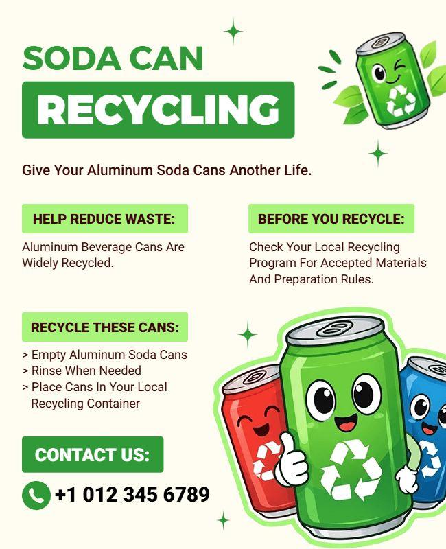 Soda Can Recycling Awareness Flyer Template