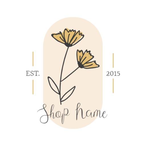 Soft Beige Vintage Floral Design with Elegant Script Logo Template
