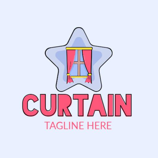 Soft Blue and Pink Curtain Business Logo Design Idea Logo Template