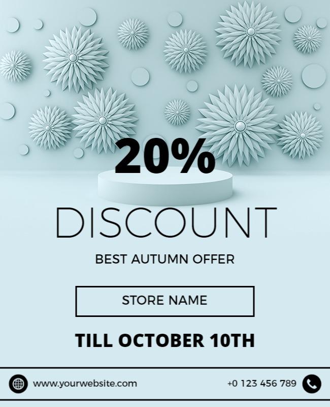 Soft Blue Autumn Discount Promotional Offer Poster Template