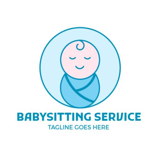 Soft Blue Baby Illustration for Reliable Babysitting Logo Template