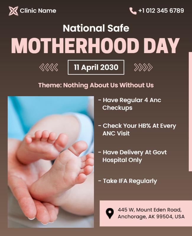 Soft Blue Caring Focus on Safe Motherhood Day Poster Template