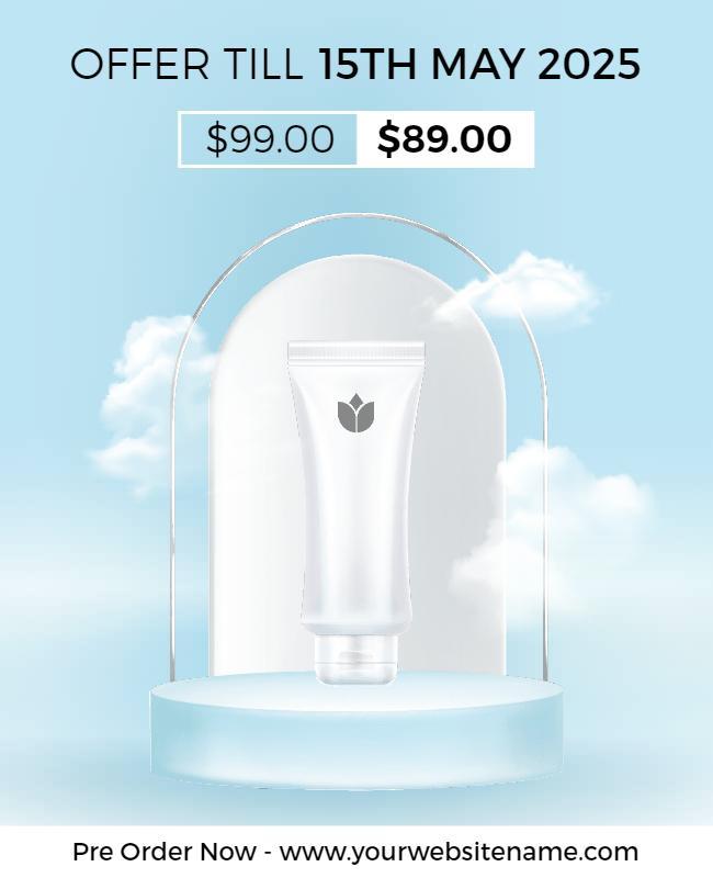 Soft Blue Sky Cosmetic Product Discount Offer Poster Template