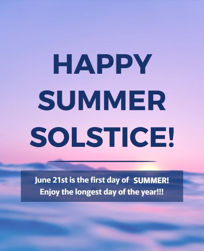 Soft Blue Summer Solstice Celebration Poster Template