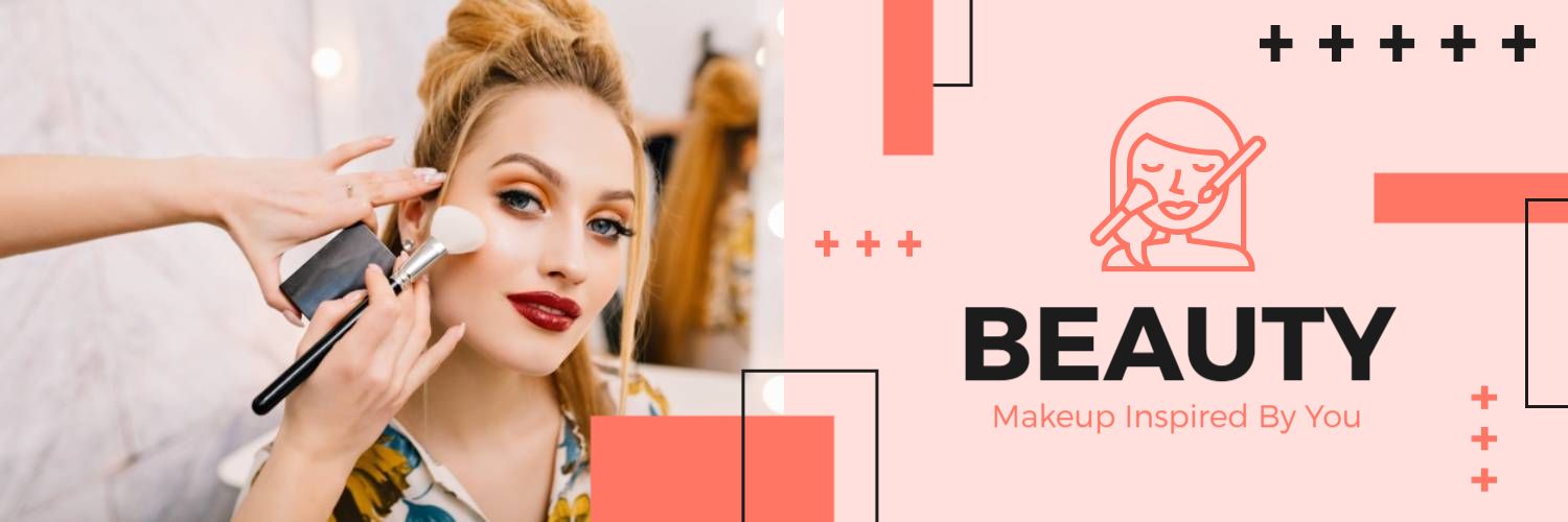 Soft Coral and Bold Black Makeup Artist Beauty Banner Template