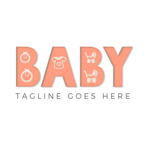 Soft Coral and White Baby Products for Newborns Logo Template