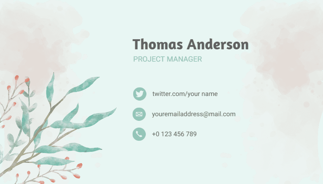Soft Edges Watercolor Floral Project Manager Business Card Template