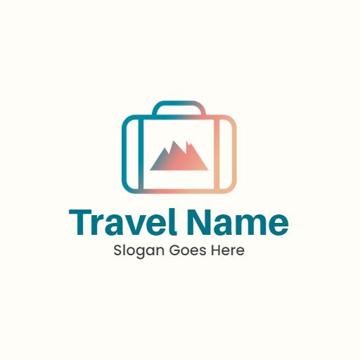Soft Gradient Blue and Orange Suitcase Representing Travelling Logo Template