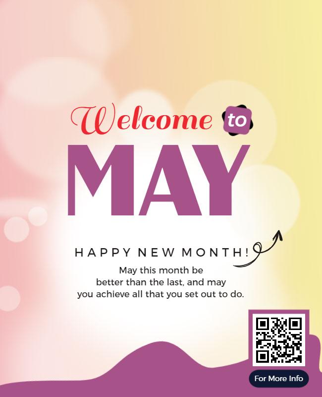 Soft Gradient Welcome May New Month Celebration Poster Template
