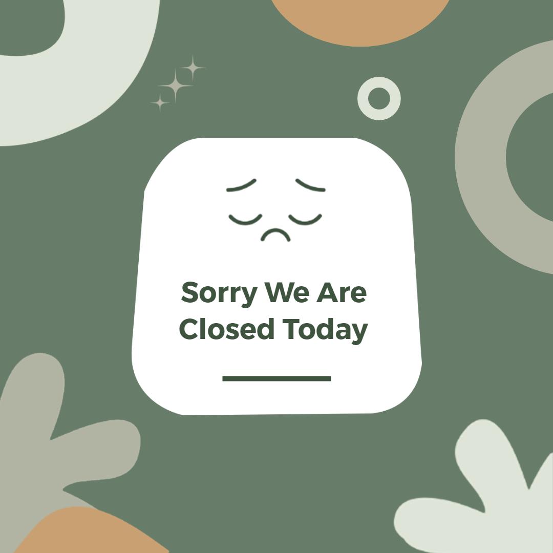 Soft Green Minimalist Closed Sign with Sad Face Ad Template