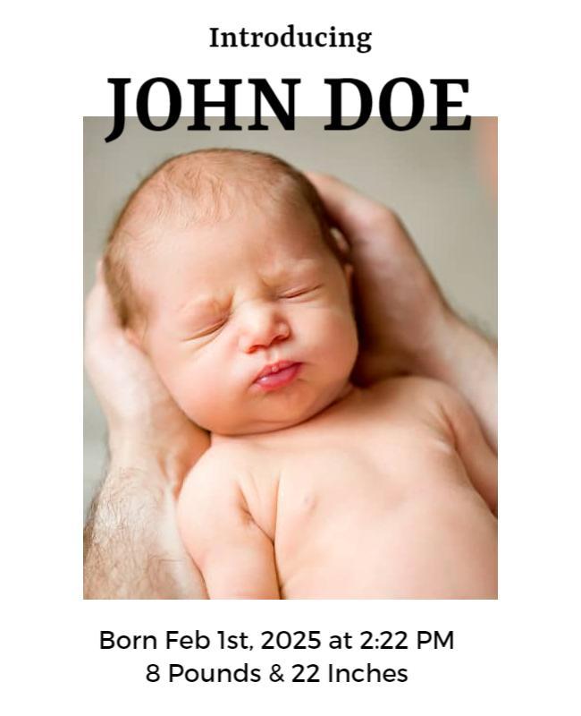 Soft Minimalist Baby Announcement Poster Template